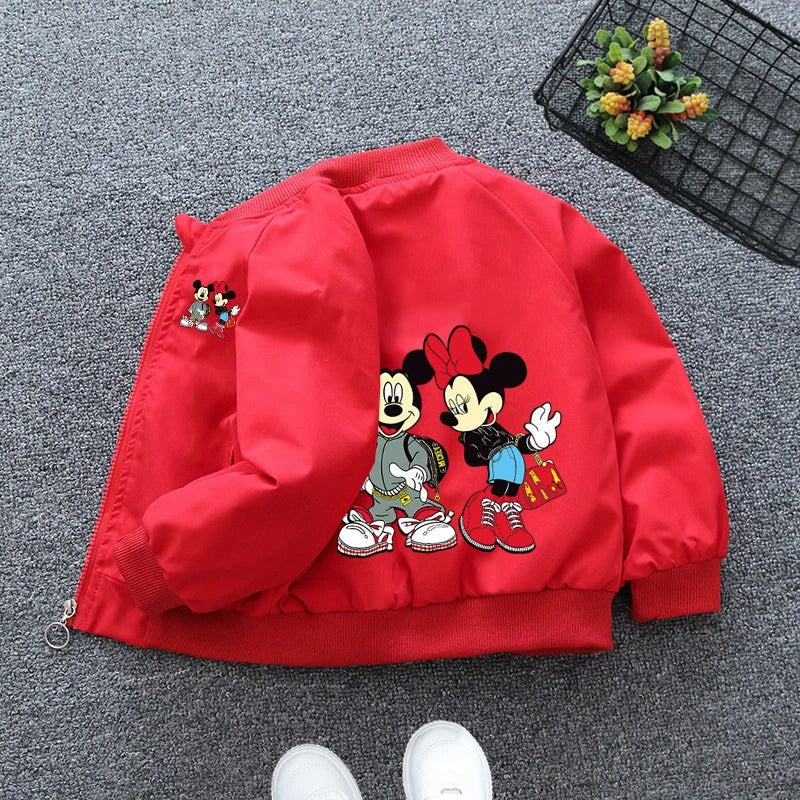 New Spring Mickey Mouse Baby Boys Hooded Jacket Autumn Baby Girls Cartoon Zipper Long Sleeve Casual Clothing Kids Outerwear Coat