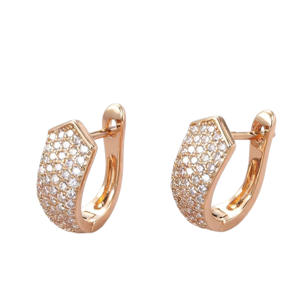 Champagne Gold Zircon Stud Earrings For Women