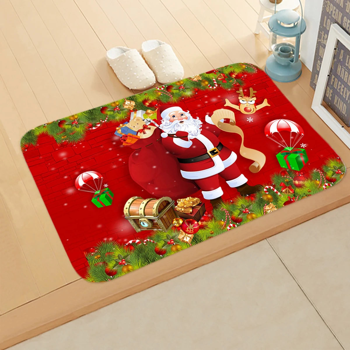 Christmas Door Mat Santa Claus Outdoor Carpet