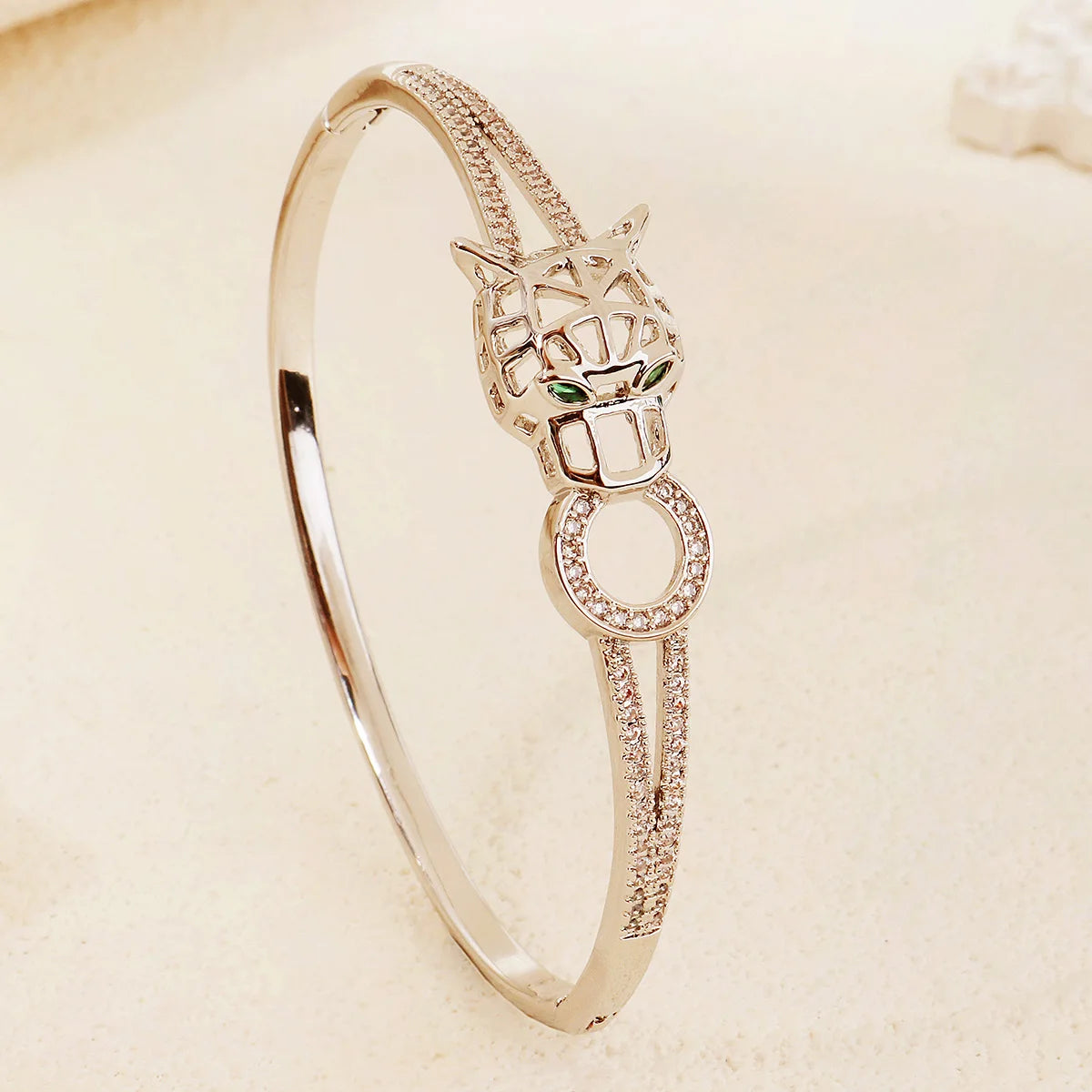 Trendy Stainless Steel Golden Snake Owl Zirconia Bracelet For Women