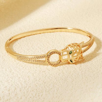 Trendy Stainless Steel Golden Snake Owl Zirconia Bracelet For Women