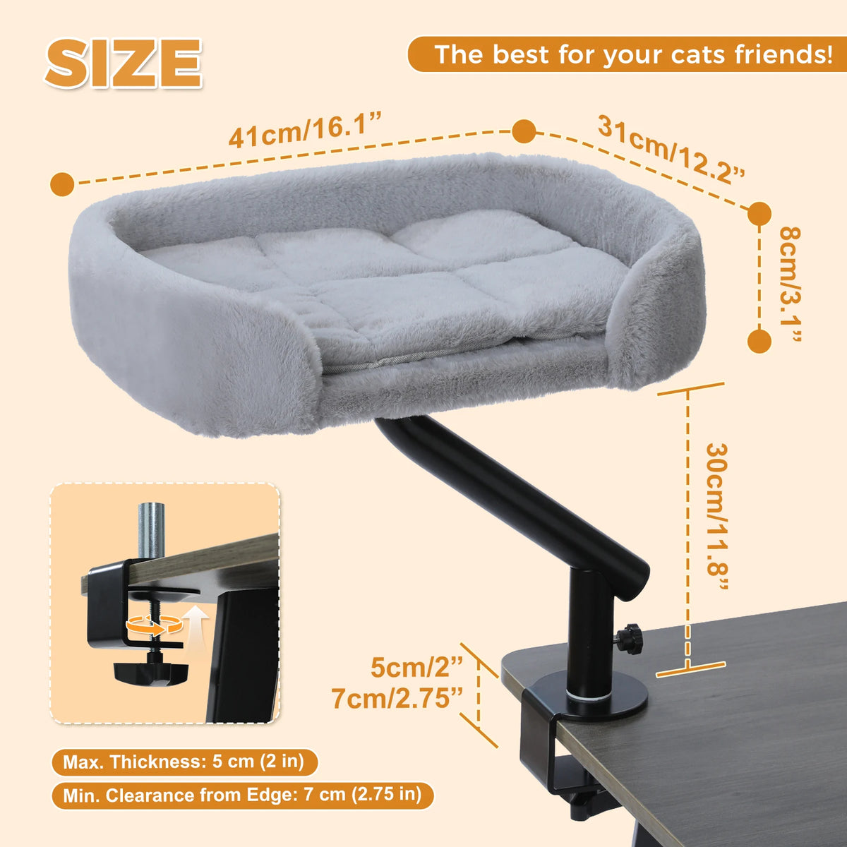 360° Rotating Cat Desk Bed 🐱
