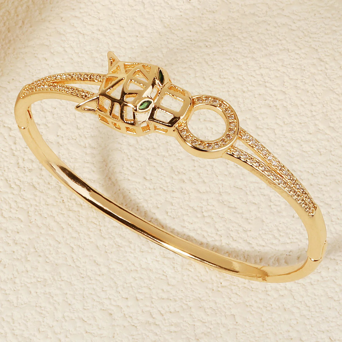 Trendy Stainless Steel Golden Snake Owl Zirconia Bracelet For Women