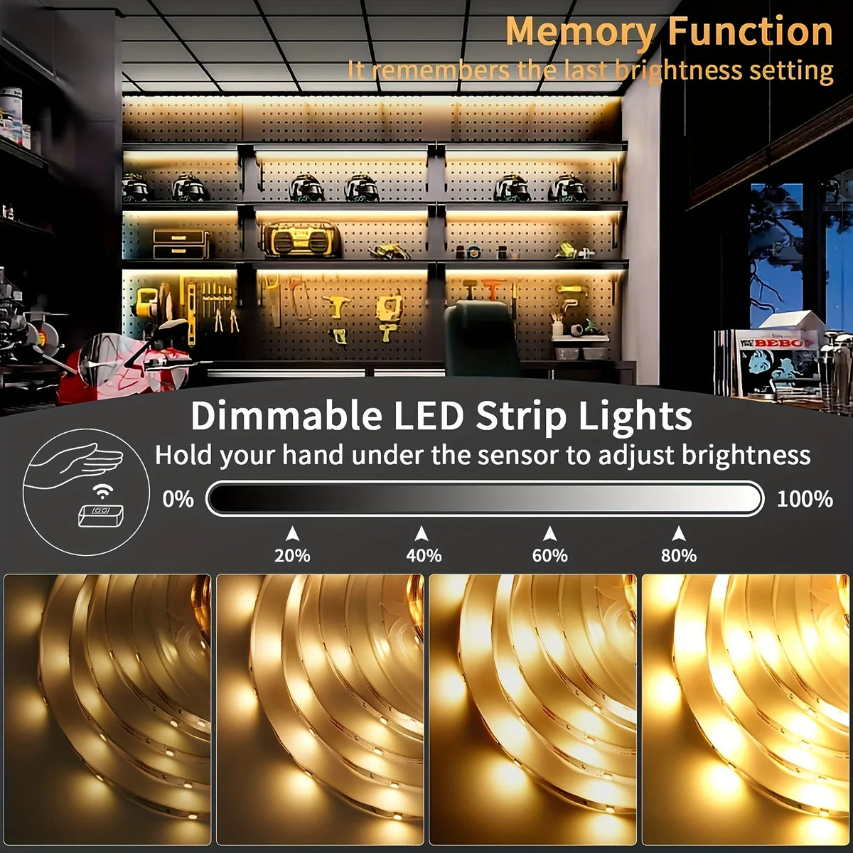 LED Strip Light Built with Hand Scan Motion ON/OFF for Kitchen Decoration Lighting
