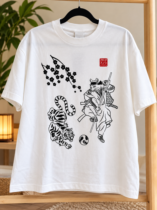 Adidas Samurai Cat & Tiger Graphic T-Shirt 2026