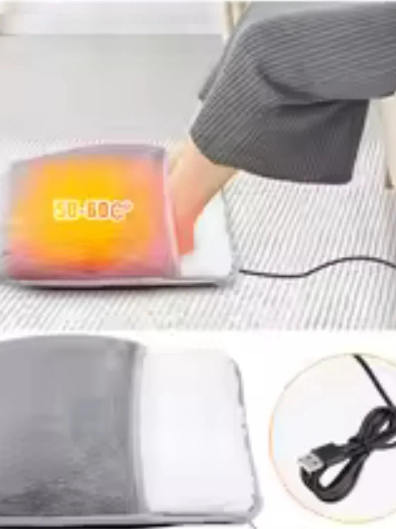 👉 USB Heated Foot Warmer Plush Heating Pad