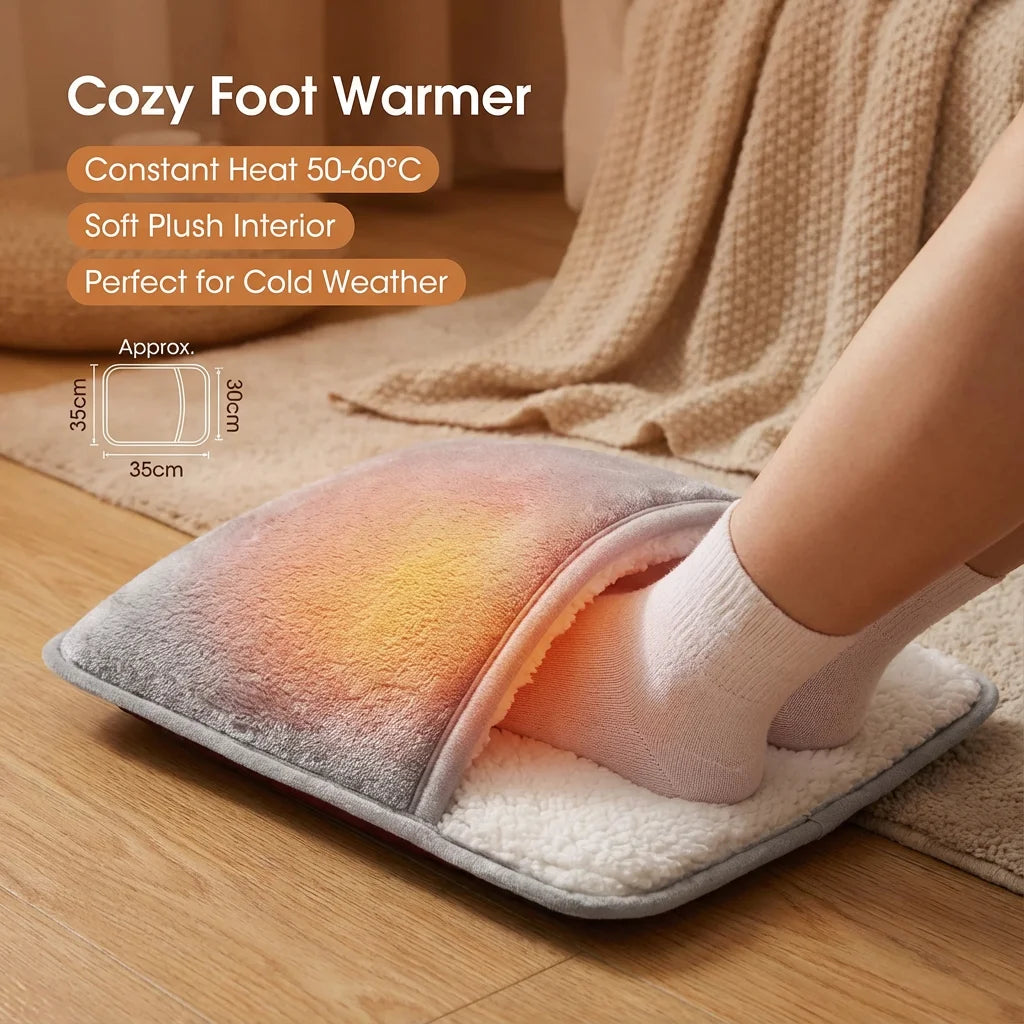 👉 USB Heated Foot Warmer Plush Heating Pad