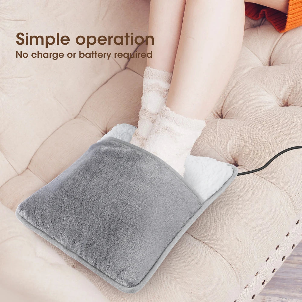 👉 USB Heated Foot Warmer Plush Heating Pad