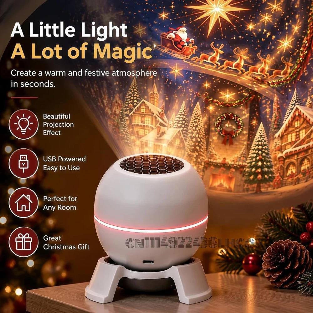 Magical Christmas Projection Night Light,USB Christmas Projector Indoor,Magical Christmas Projection Night Light Holiday Room