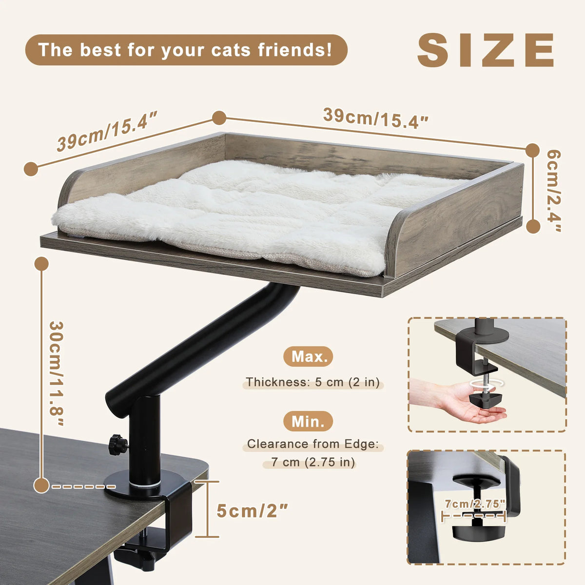 360° Rotating Cat Desk Bed 🐱